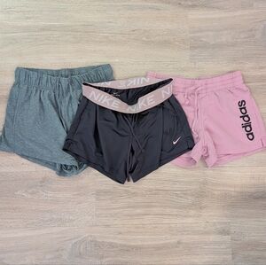 Nike And Adidas Women's Athletic Shorts - Black, Gray, Pink Small And XS Bundle